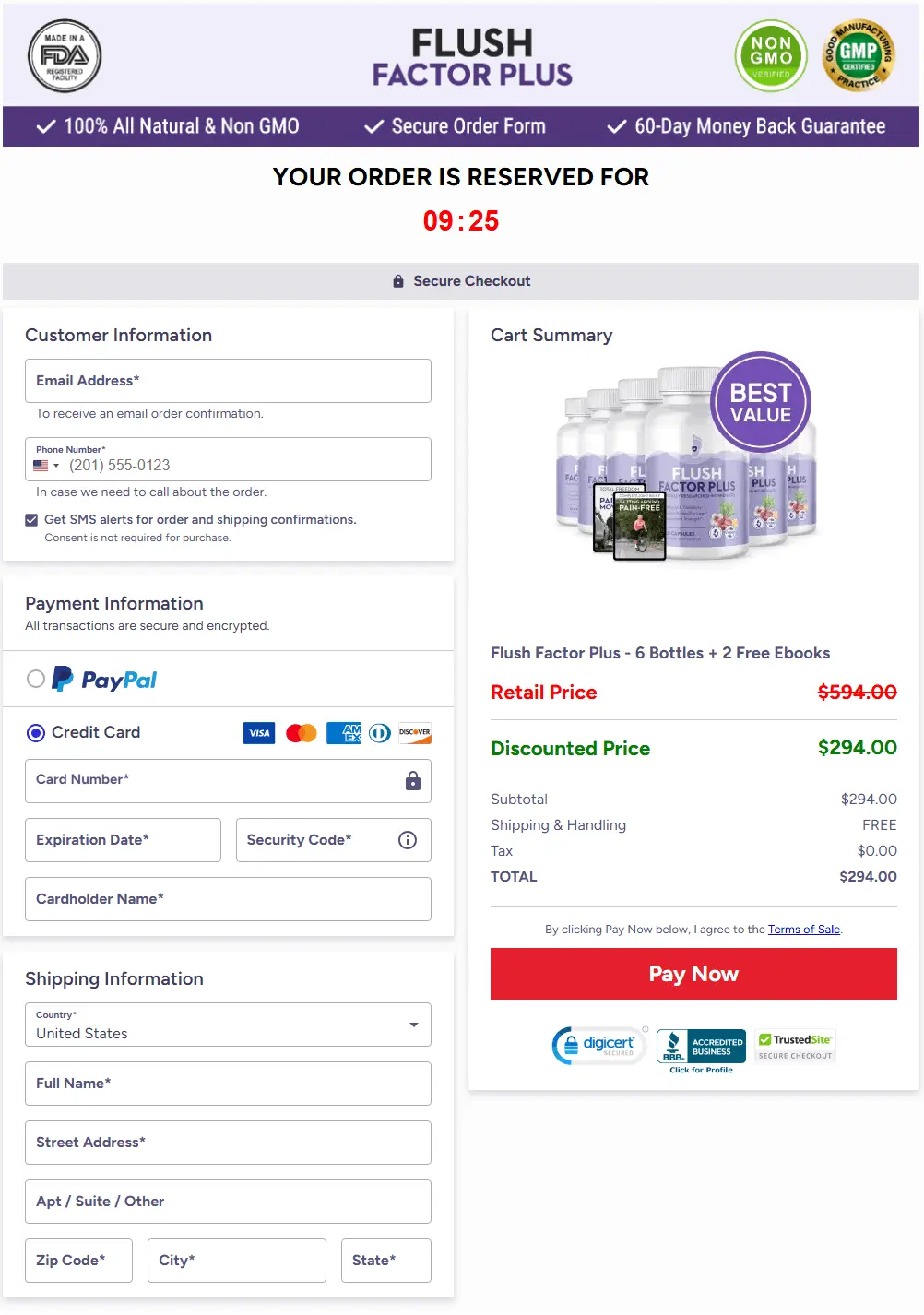 Flush Factor Plus checkout page image